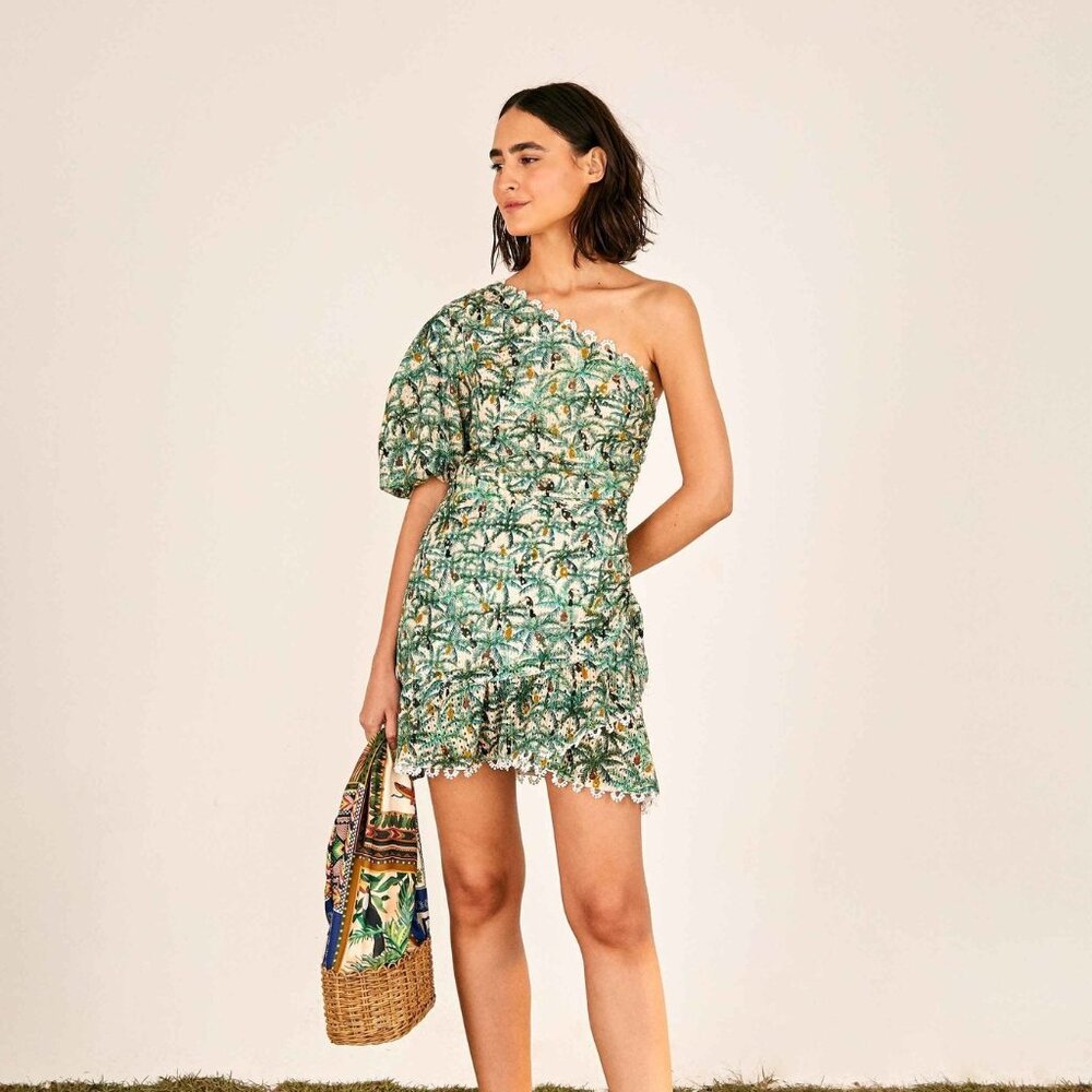 Farm Rio Mini Toucans One Shoulder Mini Dress